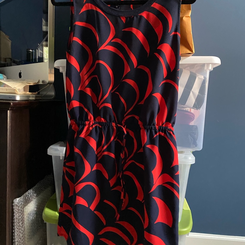 Navy & Red Drawstring waist dress